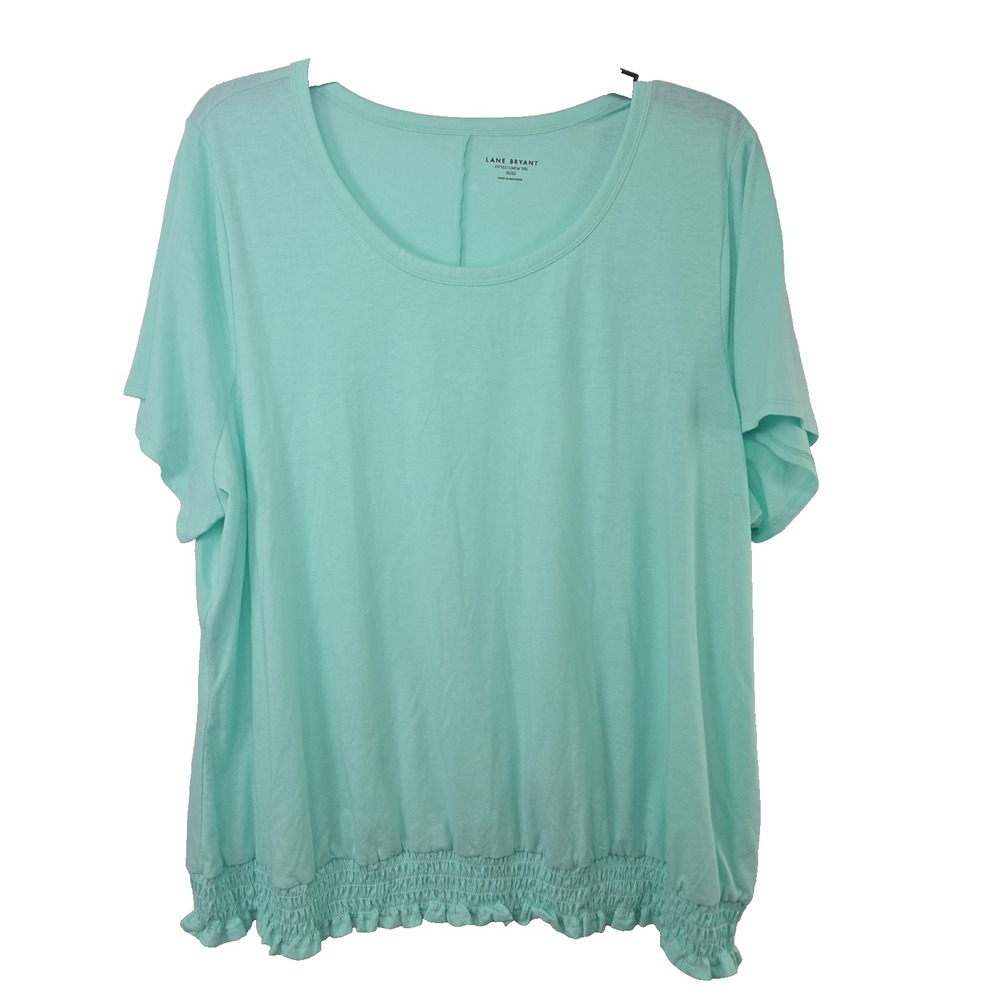 Lane Bryant Fitted True Tee Mint Smocked Short Sleeve Top Plus 30/32